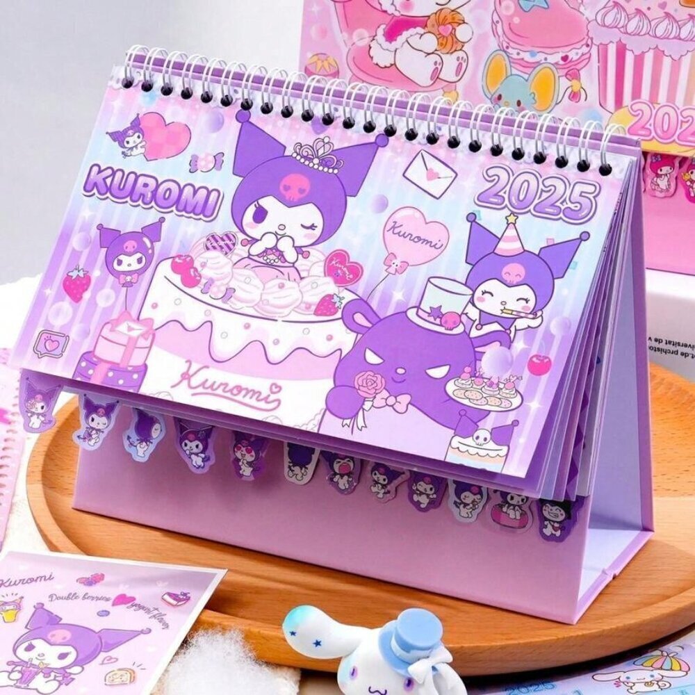 Sanrio 2025 New Edition Calendar & Creative Memo Pad Desk Décor Purple KLM